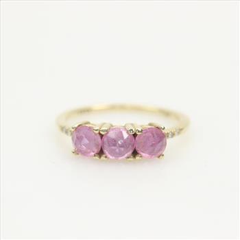 14kt Gold Diamond And Pink Ruby Ring