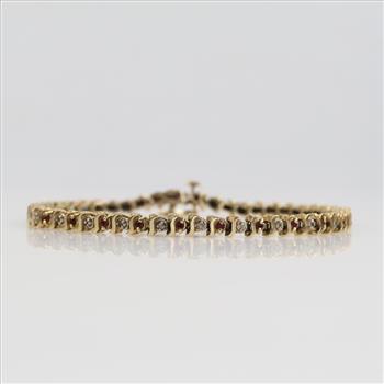 14kt Gold Diamond And Red Stone Bracelet