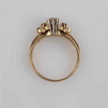 14kt Gold Diamond And Red Stone Wedding Set