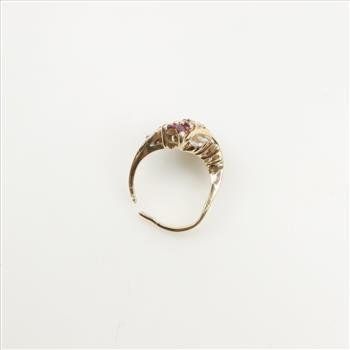 14kt Gold Diamond And Ruby Bypass Ring