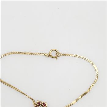 14kt Gold Diamond And Ruby Flower Bracelet