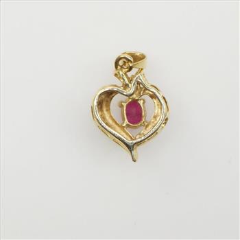 14kt Gold Diamond And Ruby Heart Pendant