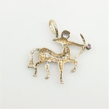 14kt Gold Diamond And Ruby Pendant