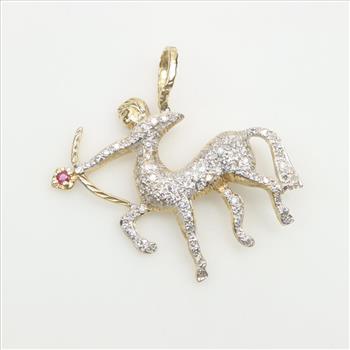 14kt Gold Diamond And Ruby Pendant