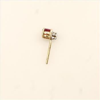 14kt Gold Diamond And Ruby Single Earring