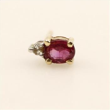 14kt Gold Diamond And Ruby Single Earring