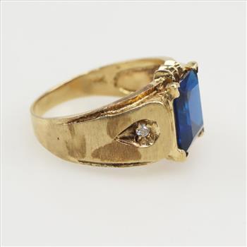 14kt Gold Diamond Blue Spinel Ring