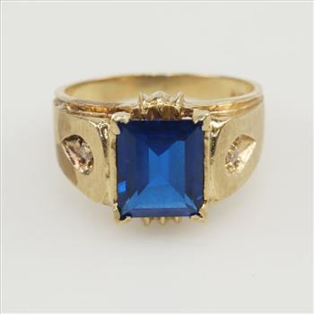 14kt Gold Diamond Blue Spinel Ring