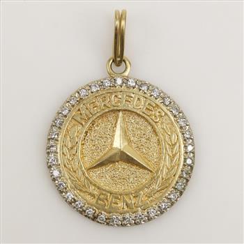 14kt Gold Diamond Brand Logo Pendant