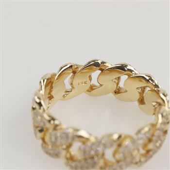 14kt Gold Diamond Chain Ring