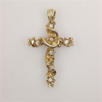 14kt Gold Diamond Cross Pendant