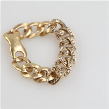 14kt Gold Diamond Curb Link Chain Ring