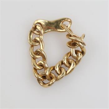 14kt Gold Diamond Curb Link Chain Ring