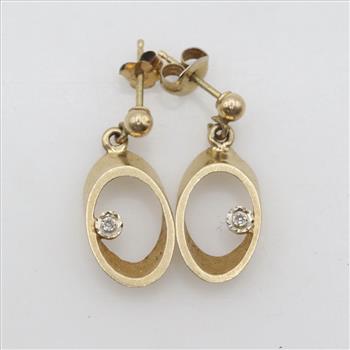 14kt Gold Diamond Dangle Earrings