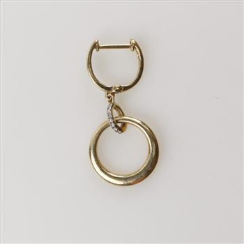 14kt Gold Diamond Dangle Hoop Earing