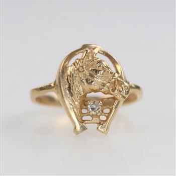 14kt Gold Diamond Equestrian Ring