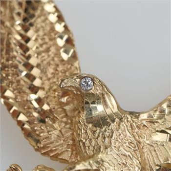 14kt Gold Diamond Eye Eagle Pendant -Evaluated By Our Certified Gemologist-AGS/GIA