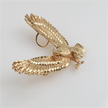 14kt Gold Diamond Eye Eagle Pendant -Evaluated By Our Certified Gemologist-AGS/GIA