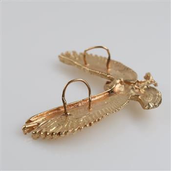 14kt Gold Diamond Eye Eagle Pendant -Evaluated By Our Certified Gemologist-AGS/GIA