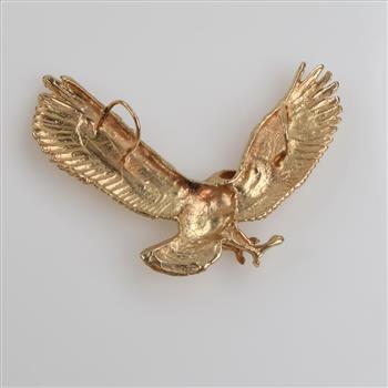 14kt Gold Diamond Eye Eagle Pendant -Evaluated By Our Certified Gemologist-AGS/GIA