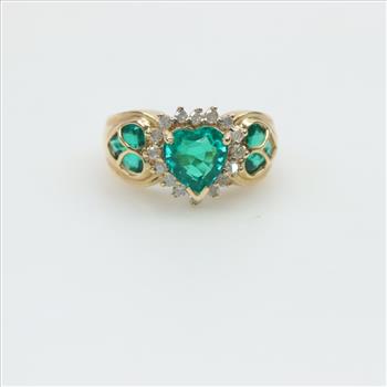 14kt Gold Diamond Green Spinel Ring