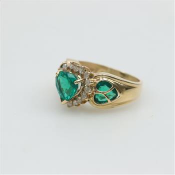14kt Gold Diamond Green Spinel Ring