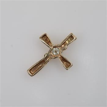 14kt Gold Diamond Hollow Cross Pendant