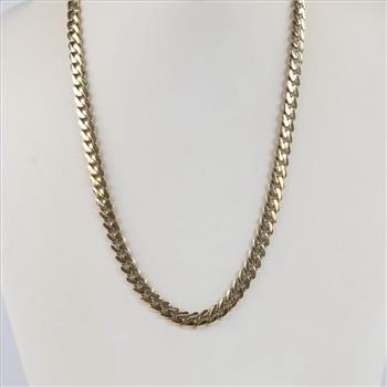 14kt Gold Diamond Hollow Cuban Chain Necklace-Evaluated by Certified Gemologist-AGS/GIA