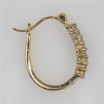 14kt Gold Diamond Hollow Hoop Earring