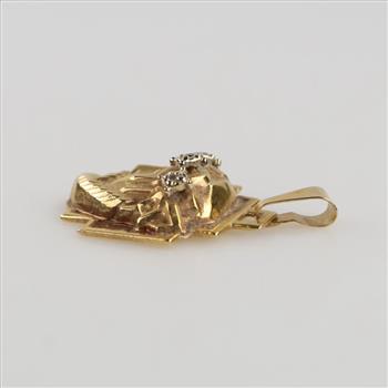 14kt Gold Diamond Hollow Religious Pendant