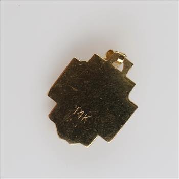 14kt Gold Diamond Hollow Religious Pendant