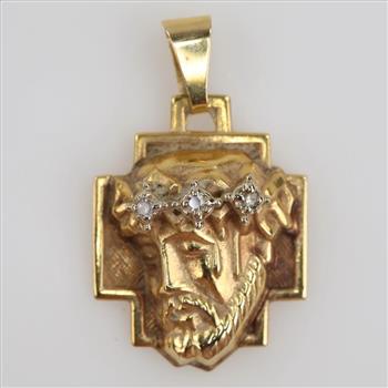 14kt Gold Diamond Hollow Religious Pendant
