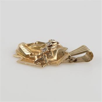 14kt Gold Diamond Hollow Religious Pendant