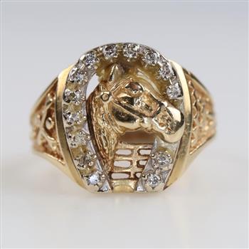 14kt Gold Diamond Horse Shoe Ring