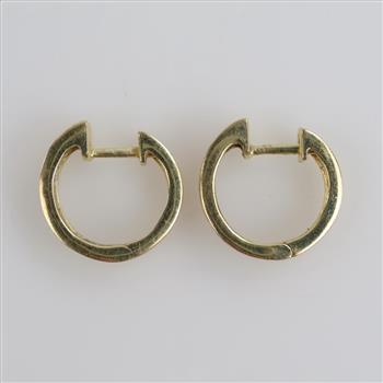 14kt Gold Diamond Huggie Hoop Earrings