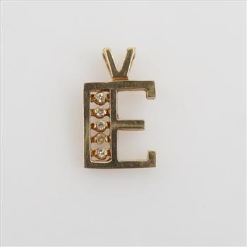14kt Gold Diamond Letter E Pendant