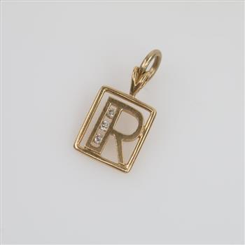 14kt Gold Diamond Letter R Pendant