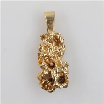 14kt Gold Diamond Nugget Pendant
