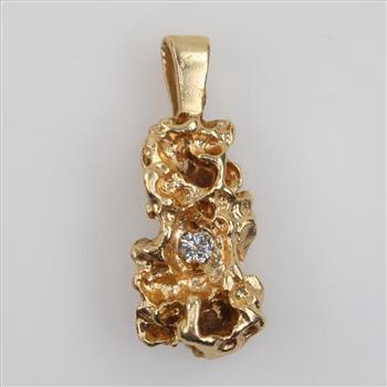 14kt Gold Diamond Nugget Pendant
