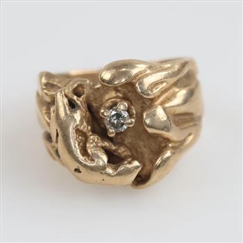 14kt Gold Diamond Nugget Ring
