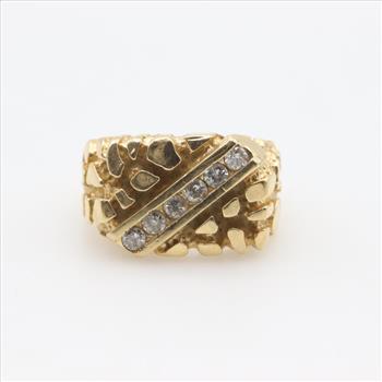 14kt Gold Diamond Nugget Ring