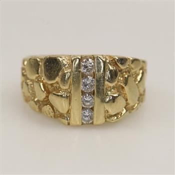 14kt Gold Diamond Nugget Ring