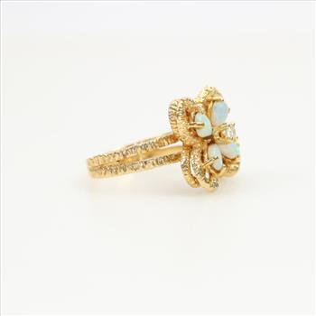 14kt Gold Diamond Opal Flower Ring