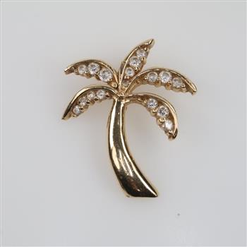 14kt Gold Diamond Palm Tree Pendant