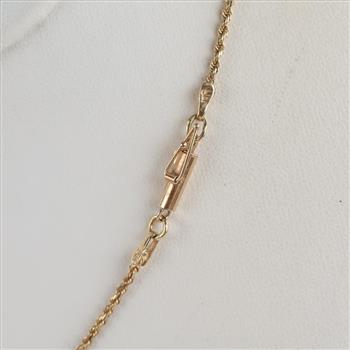 14kt Gold Diamond Pendant On 10kt Gold Rope Necklace