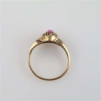 14kt Gold Diamond Pink Stone Class Ring