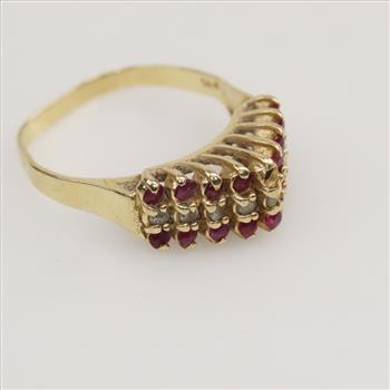 14kt Gold Diamond Red Ruby Ring