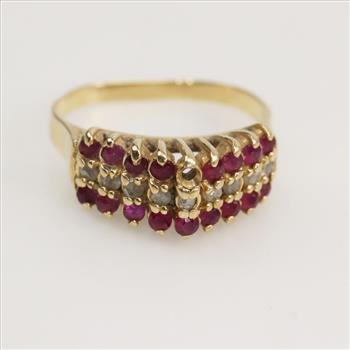 14kt Gold Diamond Red Ruby Ring