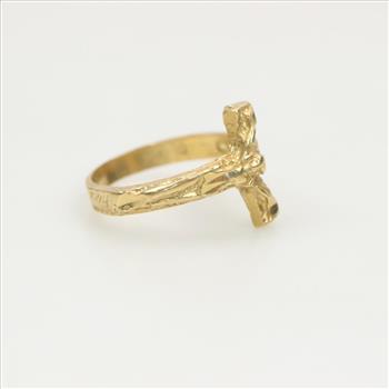 14kt Gold Diamond Religious Cross Ring