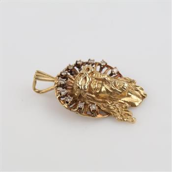 14kt Gold Diamond Religious Pendant